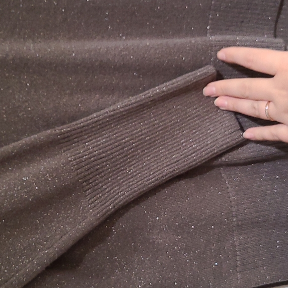 APT 9 slate gray shimmer long sweater tunic L slit - Picture 4 of 8